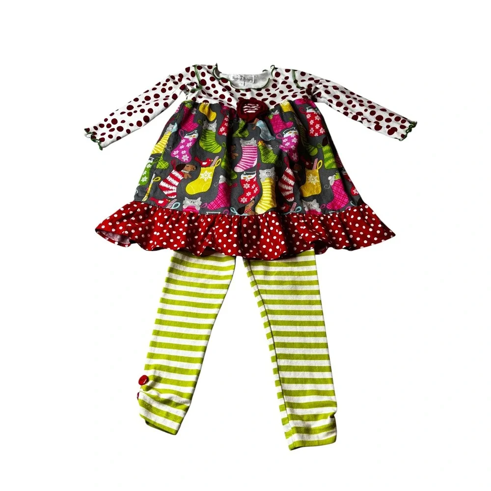 Baxter & Beatrice Girls 3T Christmas Stocking Tunic Dress and Leggings Set